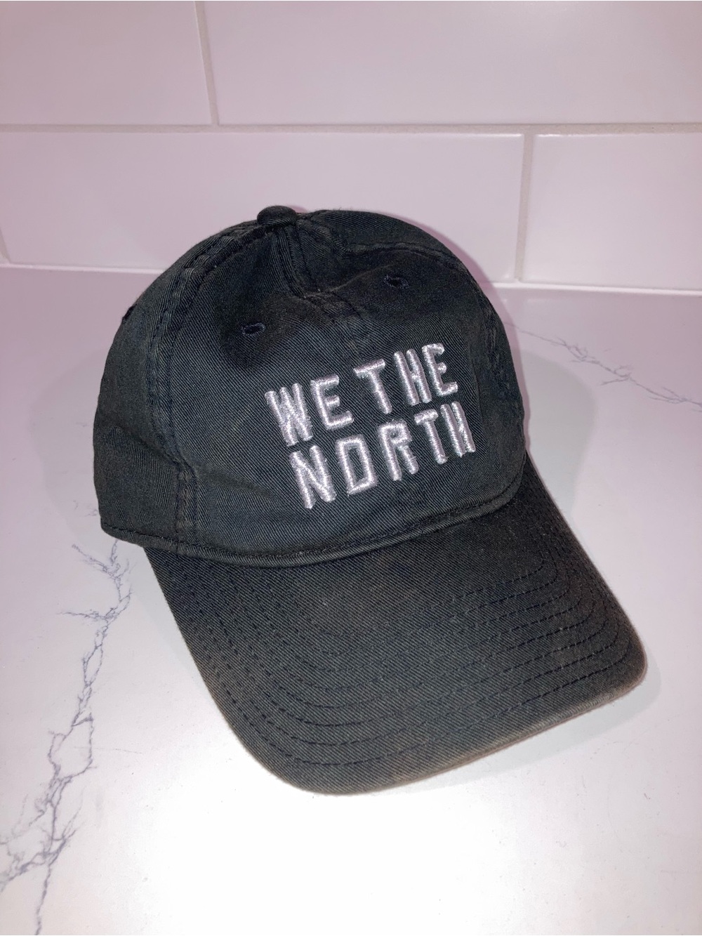 (5/$5) Black 'WE THE NORTH' Embroidered Baseball Cap - Mitchell & Ness